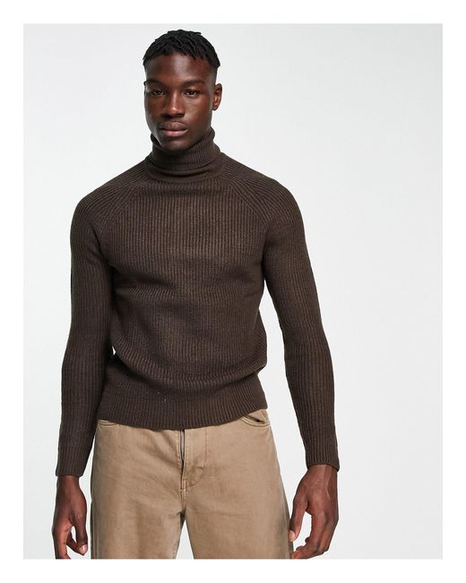 Bershka Chunky Knit Sweater in Brown for Men | Lyst