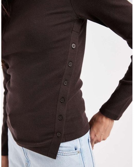 Levi's Brown Allie Asymmetric Long Sleeve Jersey Top