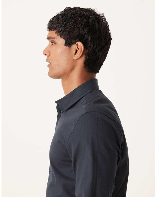 ASOS Blue Easy Iron Royal Oxford Slim Shirt for men