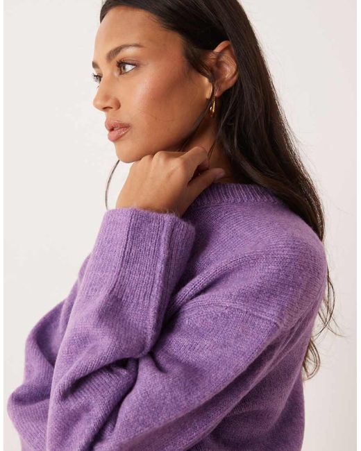 ASOS Purple Boxy Crew Neck Cardigan With Side Split Detail