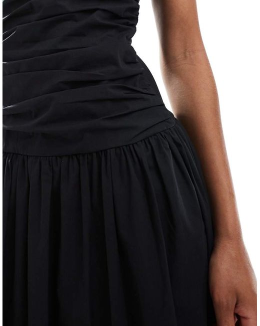 4th & Reckless Mouwloze Poplin Maxi-Jurk Met Rimpeleffect En Verlaagde Taille in het White
