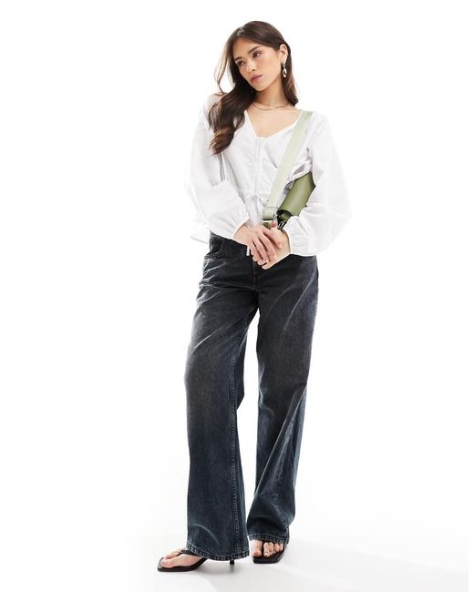 ASOS Blouse Van Popeline Met Taille Met Trekkoord En Cocoonmouwen in het White
