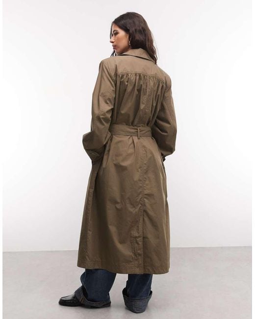 Monki Brown Longline Trench Coat