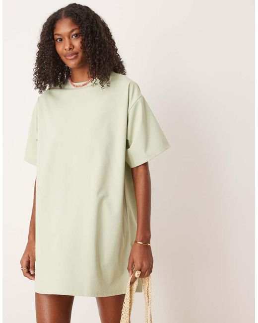 ASOS Oversized Mini T-Shirtjurk Met Structuur in het Natural