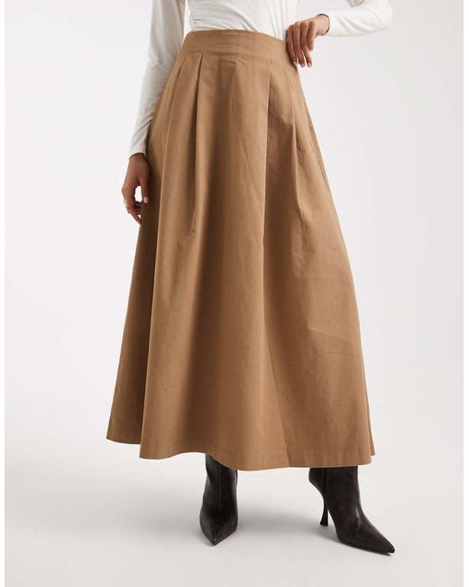 ONLY Natural Pleated Maxi A-line Skirt