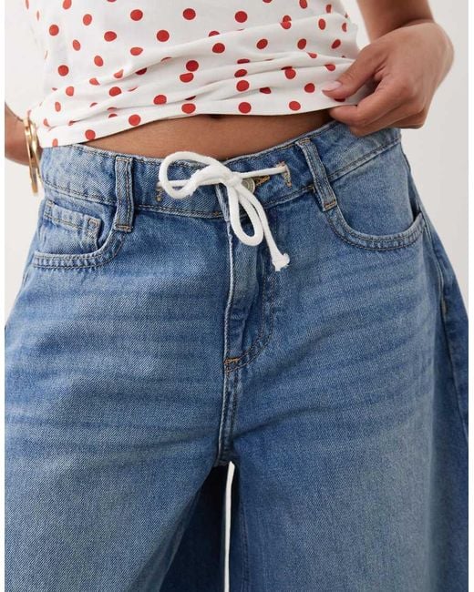 Nobody's Child Petite Blue Sutton Denim Drawstring Jorts