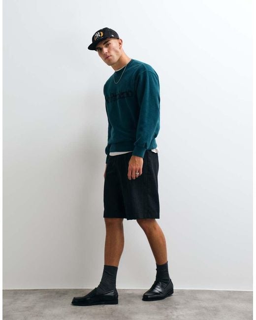 No Problemo Blue 100% Cotton Reverse Fleece Sweatshirt With Large Front Logo for men