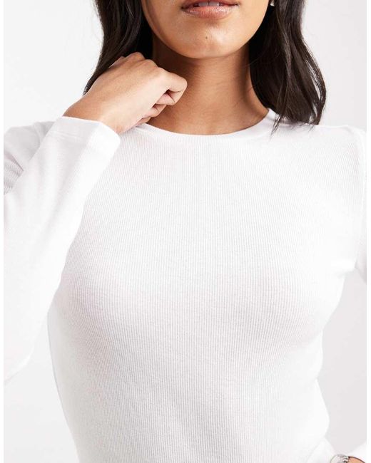 Brave Soul T-Shirt Van Katoen Met Lange Mouwen in het White