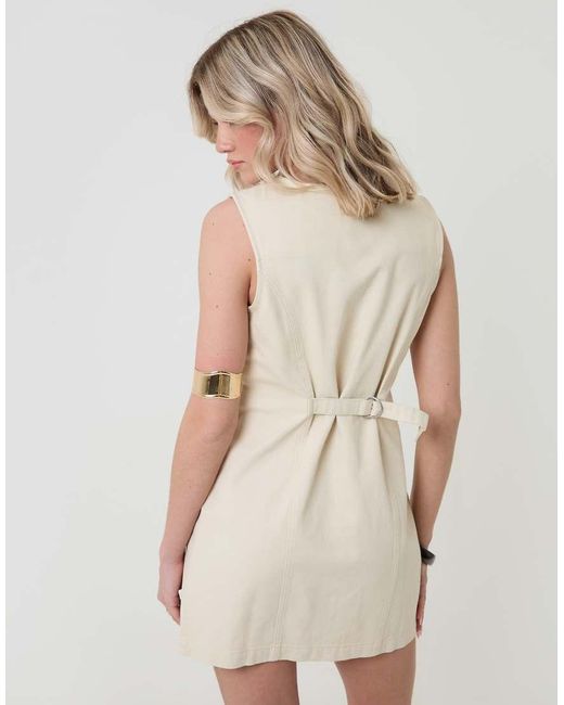 Threadbare Natural Denim Pinafore Mini Dress