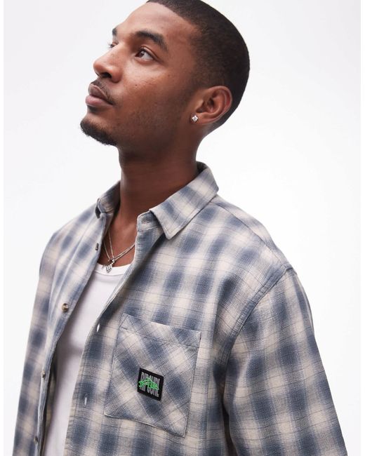 Rip Curl – raw energy – kurzärmliges, kariertes t-shirt in Gray für Herren