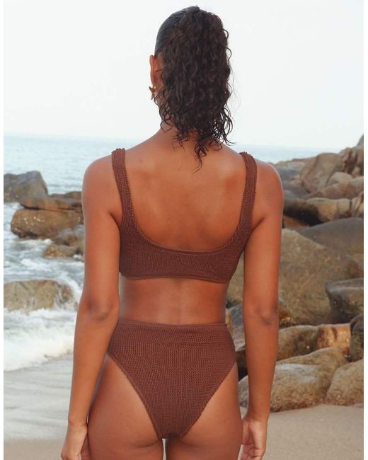 Moda Minx Brown Baylys Scrunch Knot Bikini Top