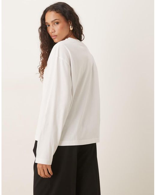 Gina Tricot White Long Sleeve Relaxed Fit T-shirt