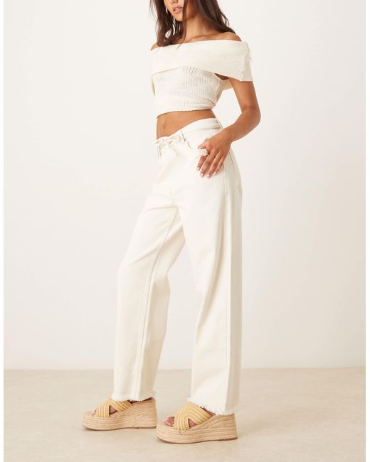 ASOS Natural Wide Leg Dad Jean With Belt