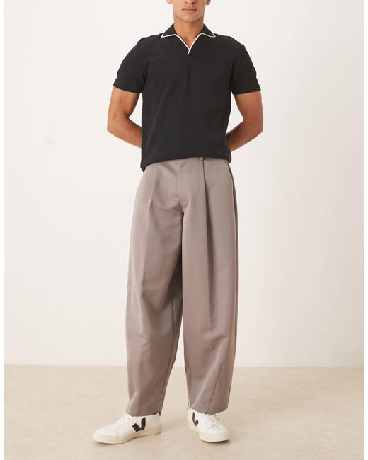 ASOS Men's Brown Pleated Wide Barrel Leg Dress Pants - thefunkyskunk.ie