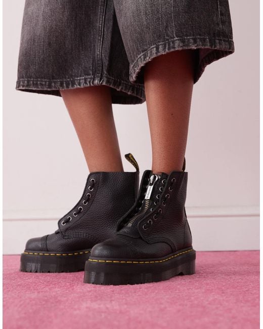 Dr. Martens Black Sinclair Milled Nappa Leather Platform Boots