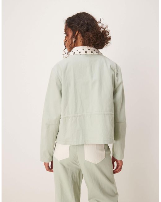 Ghospell Gray Contrast Denim Jacket