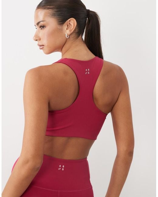 4505 Red Active V-neck Racer Back Medium Support Sports Bra