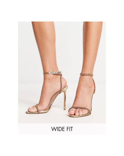 SIMMI White Simmi London Wide Fit Samia Barely There Embellished Sandals
