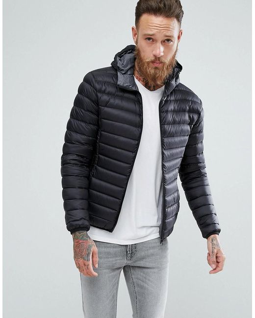 Schott Nyc Synthetic Silverado Down Puffer Jacket Hooded Slim Fit In Black  for Men | Lyst