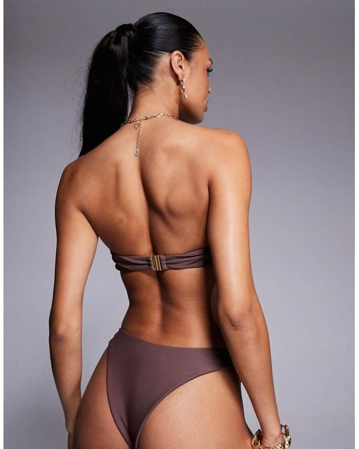 Missy Empire Brown Bandeau Metal Trim Bikini Top Co-Ord