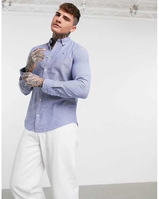 Camisa oxford Tommy Hilfiger de Algodón de color Azul para hombre | Lyst