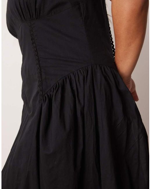 ASOS Black Asos Design Curve Prairie Square Neck Maxi Dress With Dropped Waist