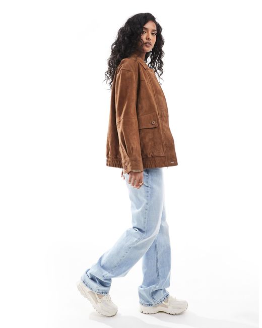 ASOS White Real Suede Oversized Bomber