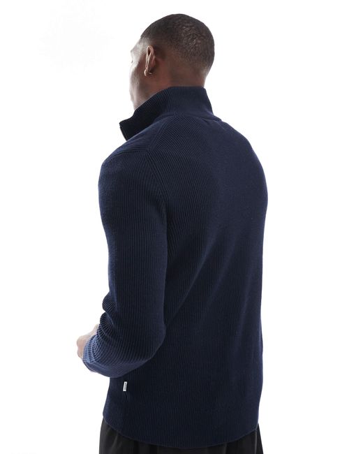 Jack & Jones – gerippter pullover aus grobstrick in Blue für Herren