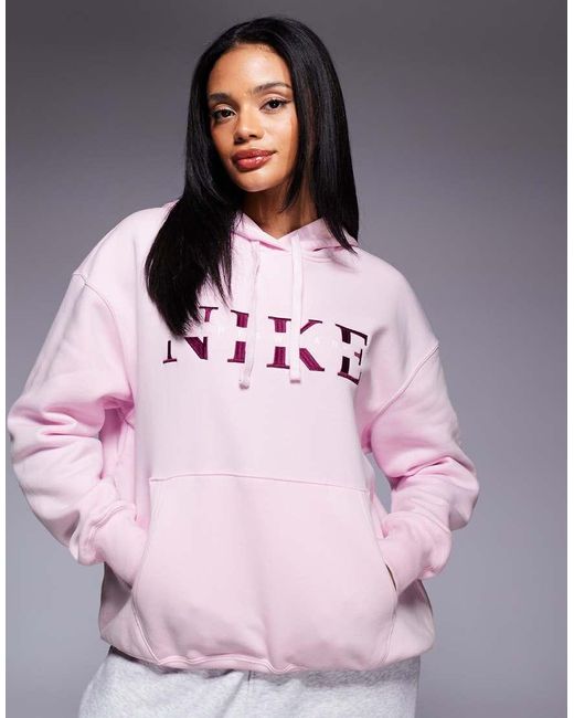 Nike Pink Gym Life Swoosh Graphic Oversized Hoodie