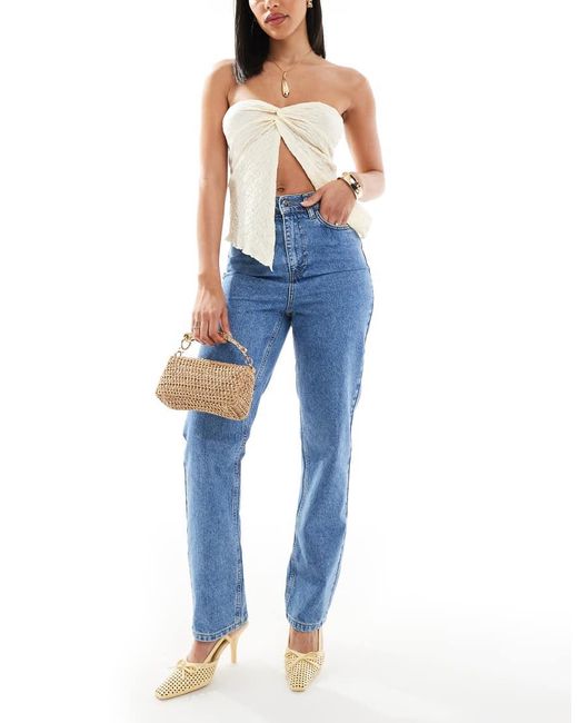 Vaqueros De Pernera Recta Con Y Cintura Elástica De -Azul Miss Selfridge de color Blue