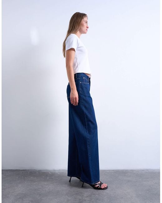 TOPSHOP Blue Column Mid Rise Jean