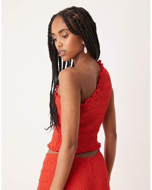 ASOS Red Shir One-shoulder Top
