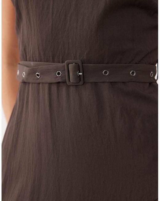 Mango Natural Sleeveless Belted Midi Dress