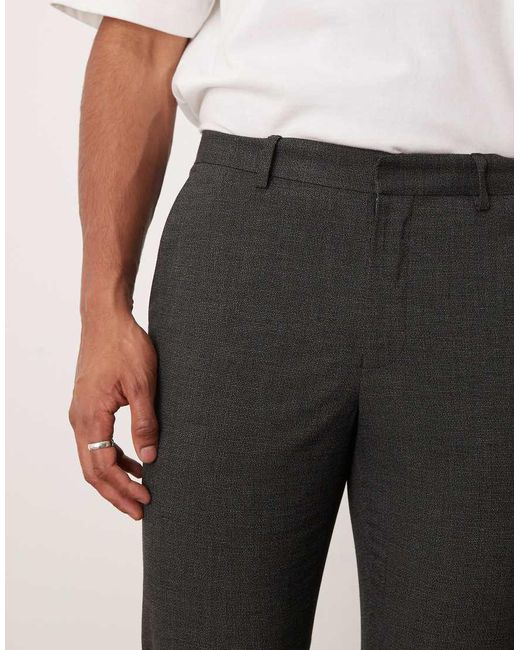 Pantalones De Traje Negro Jaspeado De Corte Pitillo De -Gris ASOS de hombre de color White