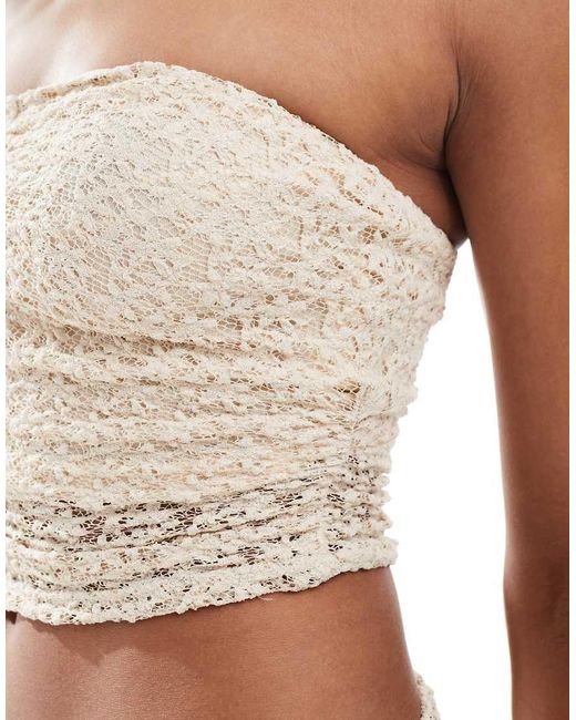 New Look White Lace Bandeau Top