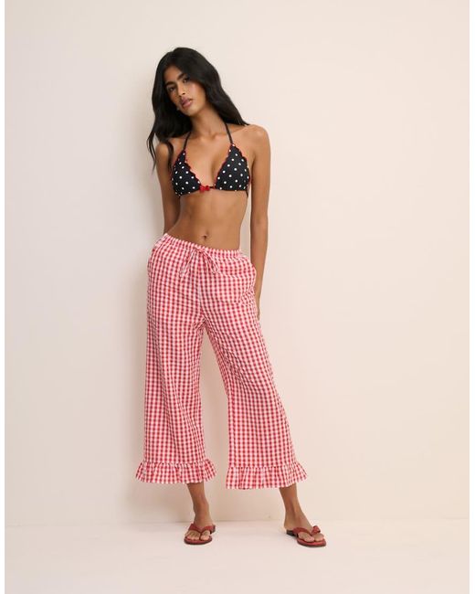 Nobody's Child Pink Gingham Frill Edge Beach Trousers
