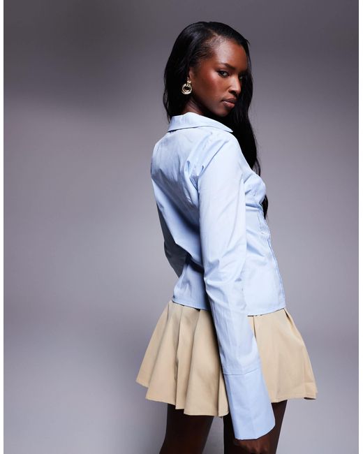 Zifa - chemise ajustée avec col Princess Polly en coloris Blue