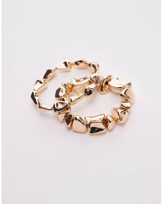 TOPSHOP Metallic – bambi – 2er-pack armbänder mit steinförmigen anhängern im goldton