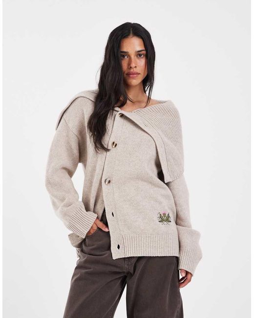 Muse Assembly White Oversized Collar Fiona Cardigan