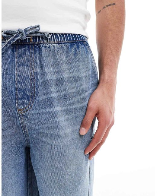 ASOS Blue Longer Length Denim Jorts for men