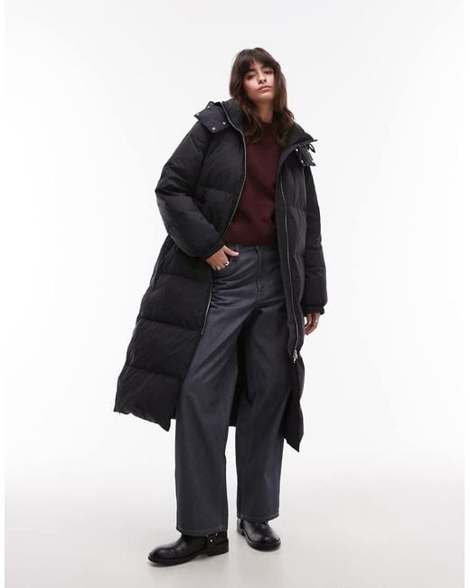 ARKET Black Down Puffer Midi Coat