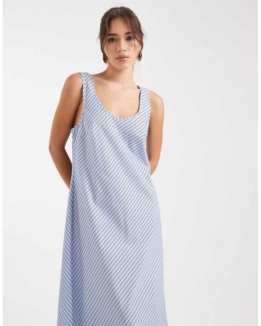 Vrg Grl Blue Kajal Striped Smock Maxi Dress