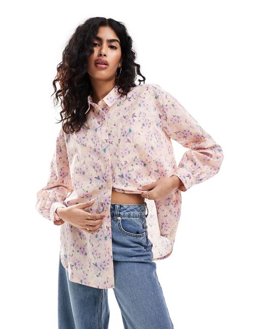 Camicia oversize con stampa a fiorellini di Miss Selfridge in Multicolor