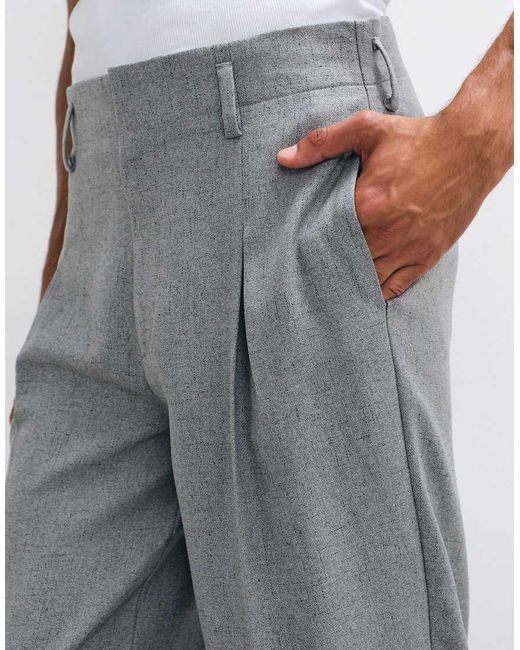 ASOS Gray Oversized Tapered Suit Pants With Pleat Detail for men