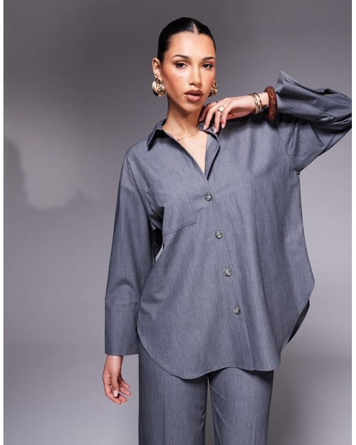 River Island Blue – oversize-hemdbluse