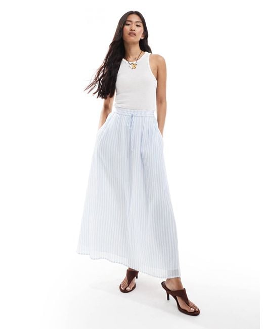 Miss Selfridge White – blau gestreifter maxirock