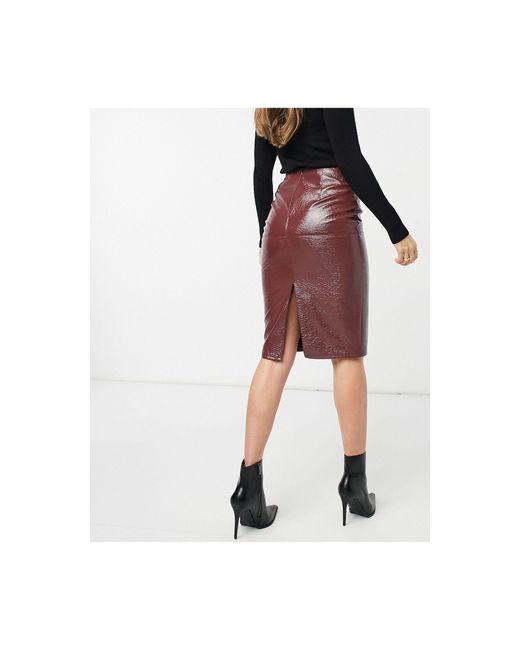 oxblood red pencil skirt