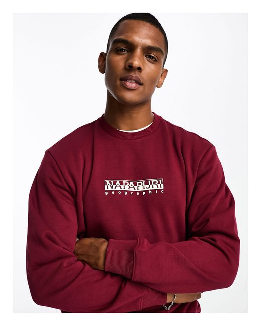 Sweat logo encadr sur le devant bordeaux Napapijri pour homme