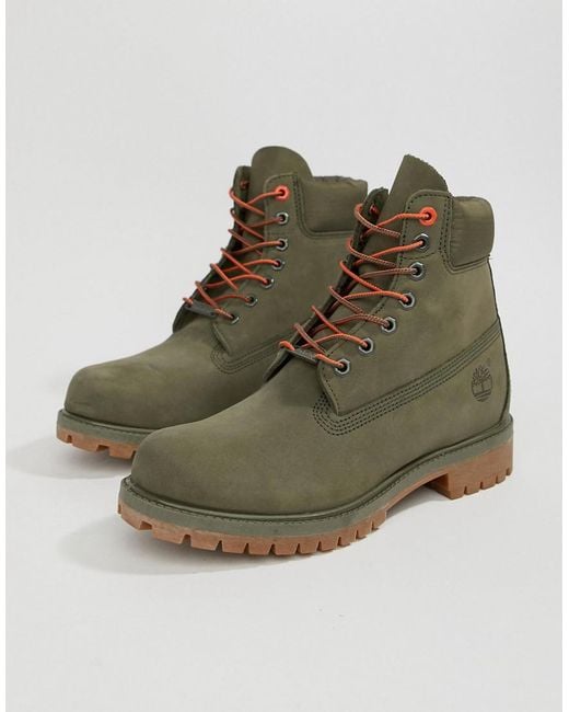 Timberland Green 6 Inch Premium Boots In Khaki for men