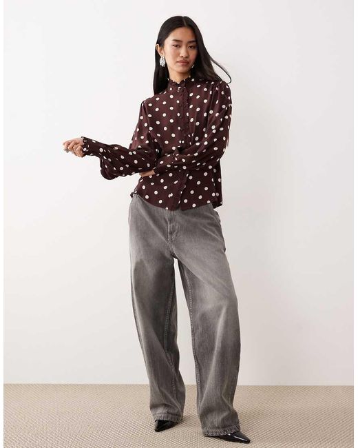 Nobody's Child Brown Bronte Button Up Blouse
